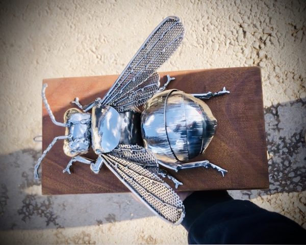 Bumblebee Sculpture on Wood