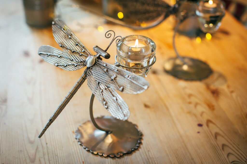 Dragonfly candle holder Michael Turner Sculptures