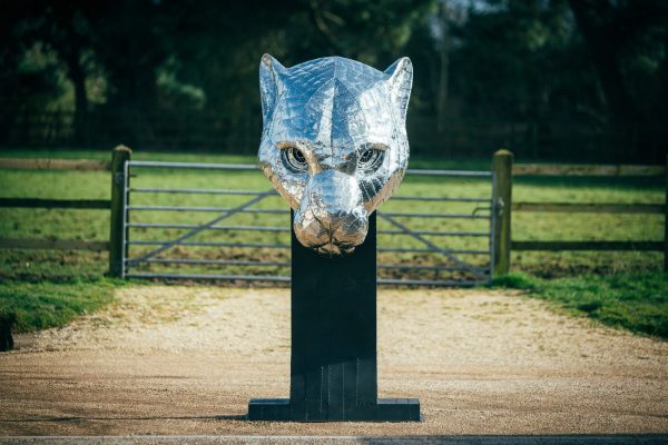 Leopard Head Garden Sculpture