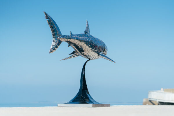 Great White metal sculpture