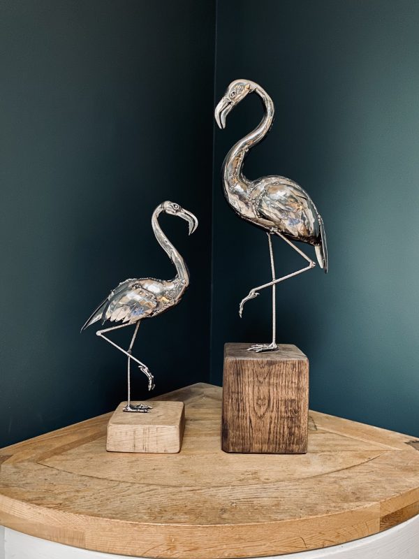 large and Small Flamingo sculpture