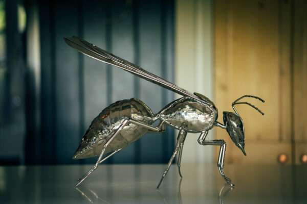 Metal Hornet sculpture